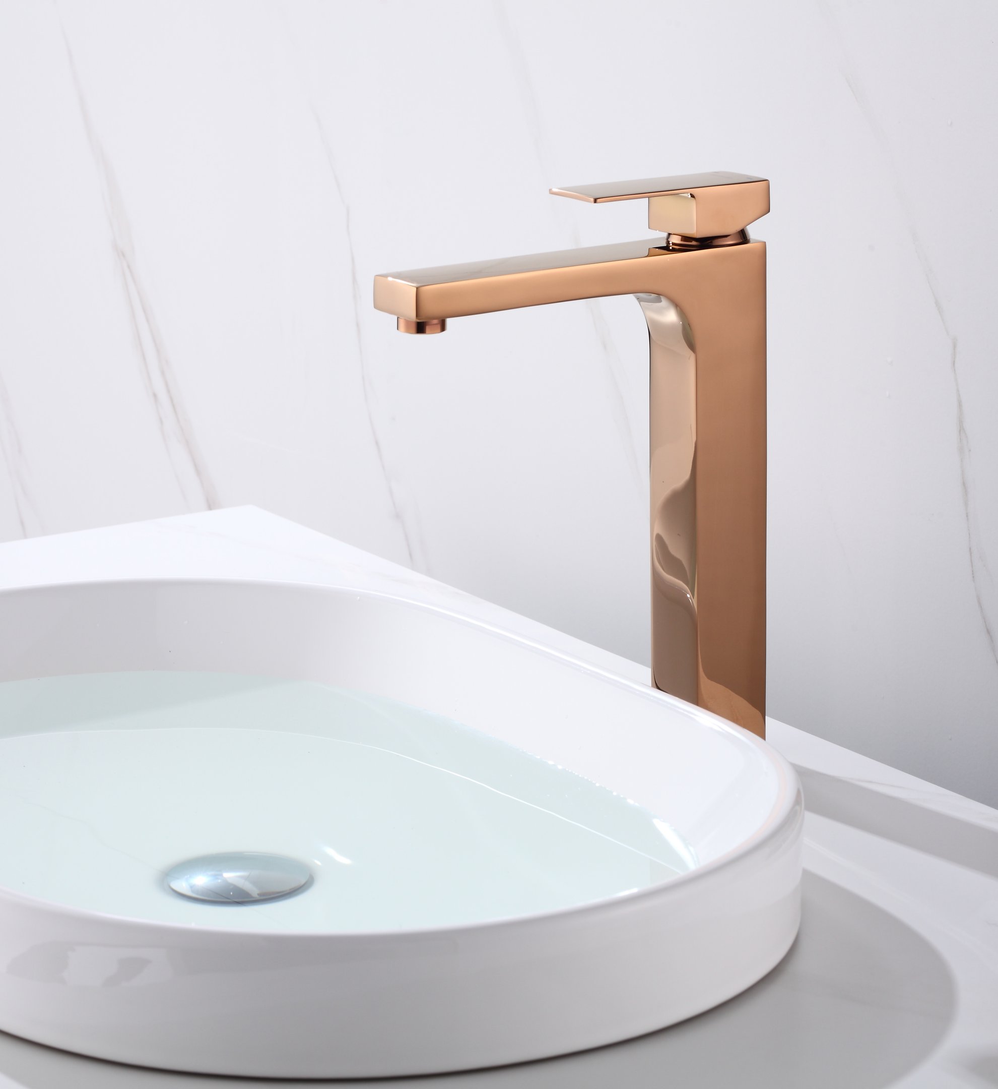 Torneira Monocomando Rose Gold Quadrada Banheiro Lavabo Bica Alta Luxo Inovartte In50 - 3
