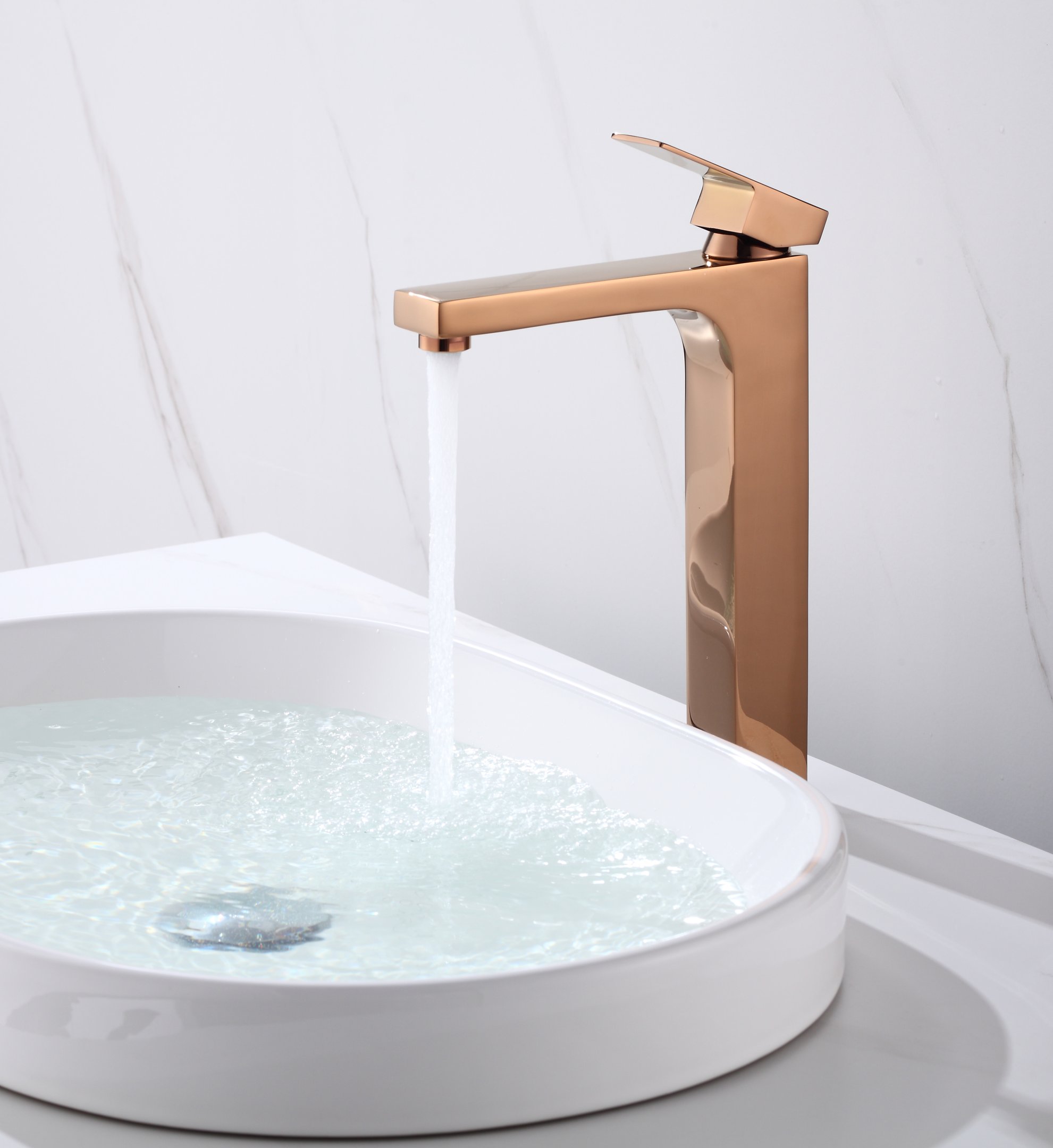 Torneira Monocomando Rose Gold Quadrada Banheiro Lavabo Bica Alta Luxo Inovartte In50 - 4