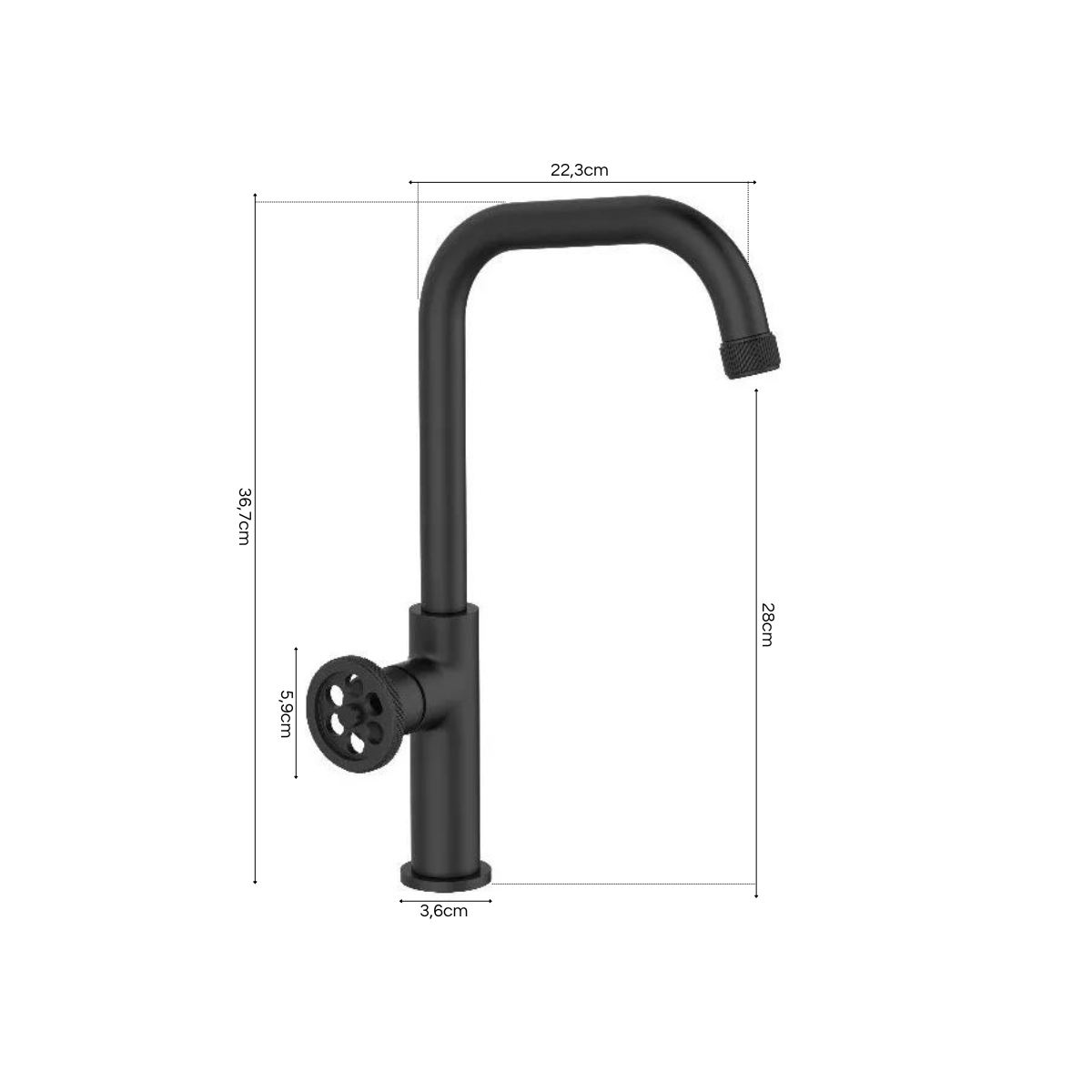 Torneira Monocomando Preta Industrial Rústica Cozinha Área Gourmet Lavabo Inovartte In45 - 5