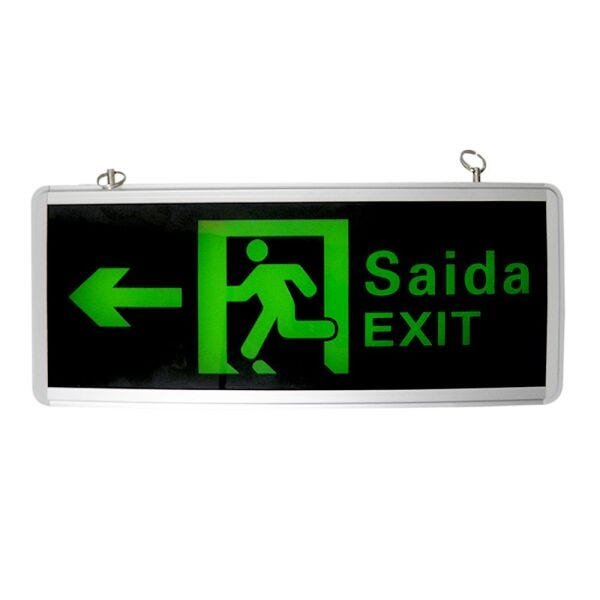 Placas de Sinalizaçao Saida Bateria Dupla Face Exit LED Emergência Kit 2Un. - 3