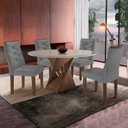 Ver imagem 1 de Conjunto Sala de Jantar 4 Lugares Redonda Tampo 100cm Vidro/MDF Mesa e Cadeiras Barcelona Yescasa