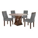 Ver imagem 3 de Conjunto Sala de Jantar 4 Lugares Redonda Tampo 100cm Vidro/MDF Mesa e Cadeiras Barcelona Yescasa