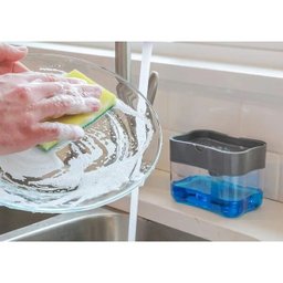 Dispenser Detergente 2 em 1 Esponja Limpeza Sabao Limpa Cozinha Casa Louça Dosador - 3