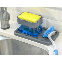 Dispenser Detergente 2 em 1 Esponja Limpeza Sabao Limpa Cozinha Casa Louça Dosador - 4