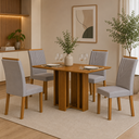 Ver imagem 1 de Conjunto Sala de Jantar Mesa Amanda 6 Cadeiras Miami Yescasa Marrom/Cinamomo/Camurça