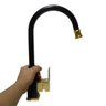 Torneira Aluminio Luxo Moderna Quente e Frio Pia Cozinha Casa Preto e Dourado - 6