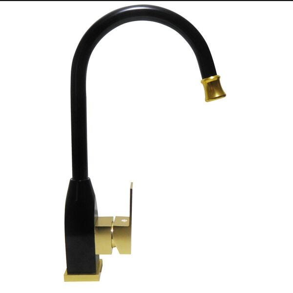 Torneira Aluminio Luxo Moderna Quente e Frio Pia Cozinha Casa Preto e Dourado - 2