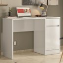 Ver imagem 5 de Mesa Escrivaninha Office Morada 109cm com Gaveta e Porta Home Office/estudos Mdp Brilhante Branco