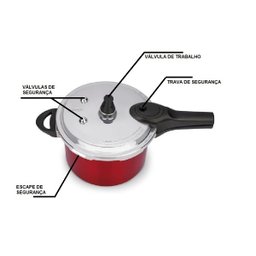 Panela de Pressão Pressure 4,2 litros Vermelha - Brinox - 3 Panela de Pressão Pressure 4,2 litros Vermelha - Brinox - 3