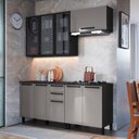 Ver imagem 1 de Cozinha Modulada Compacta Torre Quente Paneleiro Vidro 4 Peças Diamante Preto/Chumbo/Titânio