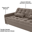 Ver mais imagens de Sofa Cama 2 Lugares 200cm Pillar Veludo E400 Marrom Claro Milani Store