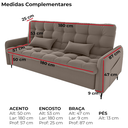 Ver imagem 4 de Sofa Cama 2 Lugares 200cm Pillar Veludo E400 Marrom Claro Milani Store