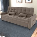 Ver imagem 2 de Sofa Cama 2 Lugares 200cm Pillar Veludo E400 Marrom Claro Milani Store
