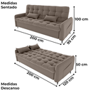 Ver imagem 3 de Sofa Cama 2 Lugares 200cm Pillar Veludo E400 Marrom Claro Milani Store