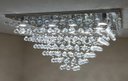 Ver imagem 1 de Lustre De Cristal Para Hall/ Sala de Estar com 90cm De Altura, Base De Inox Polido Com 70X70cm