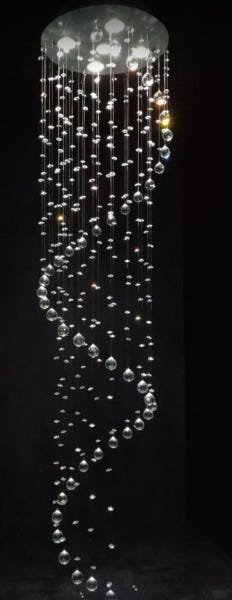 Lustre De Cristal Espiral Com 2,20 M De Altura,cristais Legítimos K9 Base De Inox espelhado de 30cm  - 2