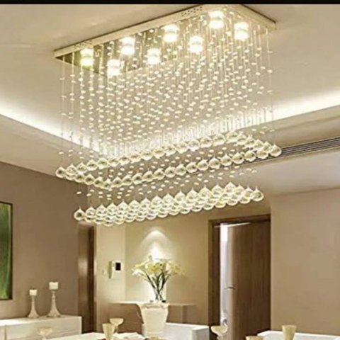 Lustre de Cristal para Sala de Jantar Estar com 70cm de Altura, Base de Inox Espelhado 20x70cm