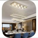 Ver imagem 2 de Lustre de Cristal para Sala de Jantar Estar com 70cm de Altura, Base de Inox Espelhado 20x70cm