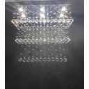 Ver imagem 2 de LUSTRE DE CRISTAL PARA SALA DE ESTAR/JANTAR COM 80CM DE ALTURA, BASE DE INOX ESPELHADO 70X20CM