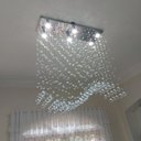 Ver imagem 2 de Lustre para sala de jantar/estar base de inox polido 70X20cm com 80cm de altura