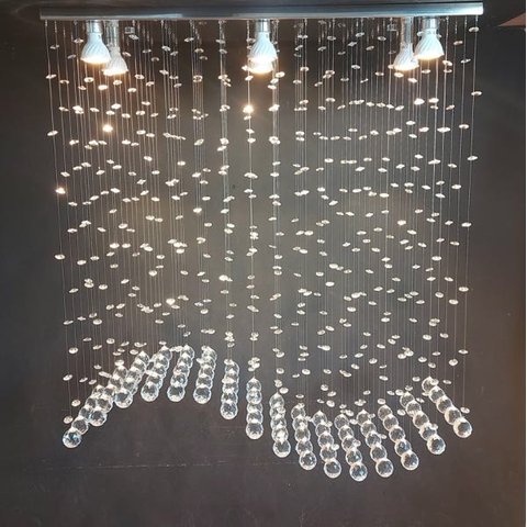 Lustre para sala de jantar/estar base de inox polido 70X20cm com 80cm de altura