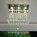 Ver imagem 1 de Lustre de Cristal para sala de estar/jantar com 90cm de altura, base de inox polido 70X20cm