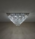 Ver imagem 1 de Lustre De Cristal Para Sala/ Hall/ Salão com 40cm de Altura, Base de Inox Espelhado 70X70cm