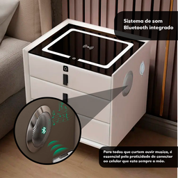 Mesa de Cabeceira Criado Inteligente Luminária Abajur Led 3 Gavetas Carregador Wireless Caixa de Som - 2