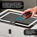 Ver imagem 6 de Mesa de Cabeceira Criado Inteligente Luminária Abajur Led 3 Gavetas Carregador Wireless Caixa de Som