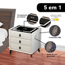 Ver imagem 5 de Mesa de Cabeceira Criado Inteligente Luminária Abajur Led 3 Gavetas Carregador Wireless Caixa de Som