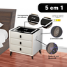 Mesa de Cabeceira Criado Inteligente Luminária Abajur Led 3 Gavetas Carregador Wireless Caixa de Som - 5
