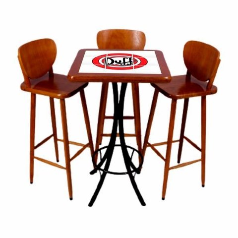 Jogo Mesa Quadrada Alto 60 X 60 Cm para Cozinha Duff Imbuia 3 Lugares