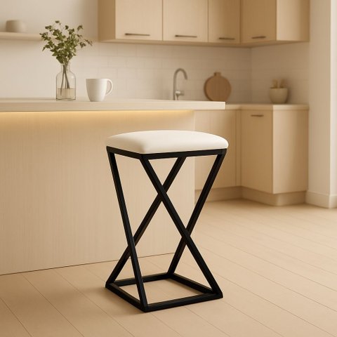 Banqueta Banco Banquinho Baixa 50 Cm Cozinha Balcão Corino:branco