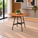 Ver imagem 1 de Mesa de Jantar Redonda Clarice 90 cm Aço Preto Tampo Cinamomo