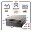 Ver imagem 2 de Conjunto Box Baú Super King Preston Cinza 193x203x78 c/ Molas Ensacadas