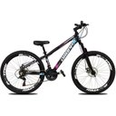 Ver imagem 2 de Bicicleta Aro 26 Dropp Freeride Alumínio 21 Marchas Freios a Disco - Preto Azul e Rosa