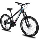 Ver imagem 1 de Bicicleta Aro 26 Dropp Freeride Alumínio 21 Marchas Freios a Disco - Preto Azul e Rosa