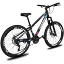 Ver imagem 3 de Bicicleta Aro 26 Dropp Freeride Alumínio 21 Marchas Freios a Disco - Preto Azul e Rosa