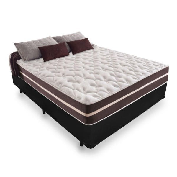 Cama Box Casal + Colchão de Molas - Anjos - Classic Superlastic 138cm - Preto - 1