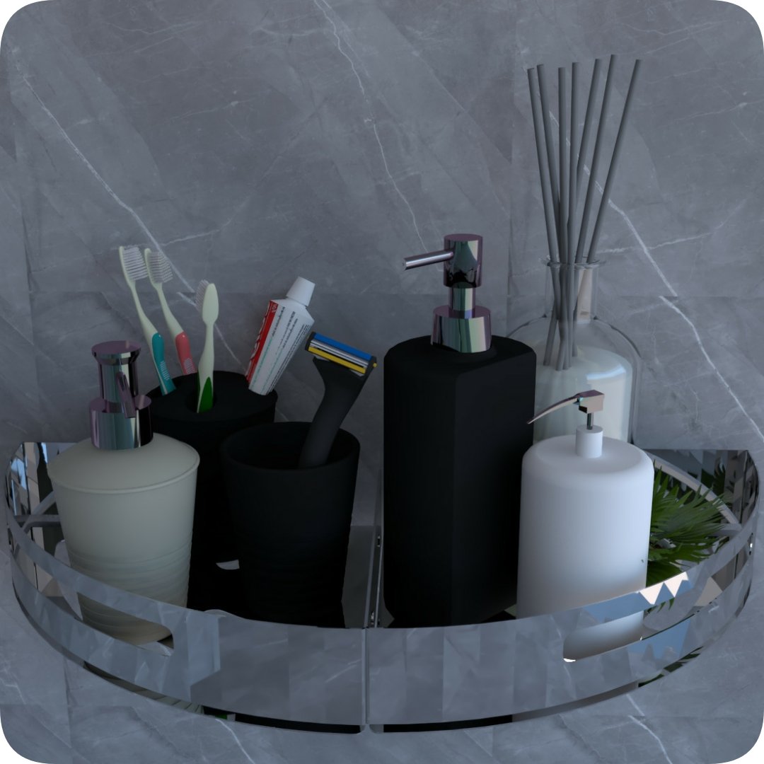 Kit 2 Suportes Porta Shampoo Para Banheiro De Canto Inox - 2