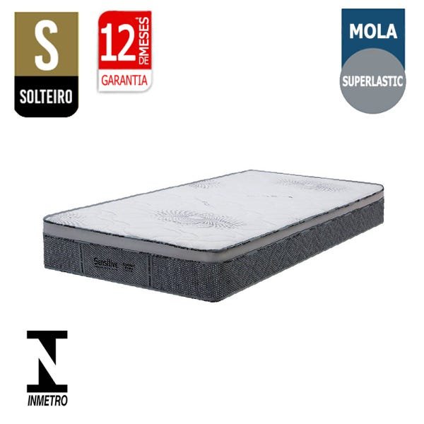 Colchão Solteirão Comfort Prime Solteiro King de Sensitive Molas Superlastic - 96x203x27 - - Cinza - 2
