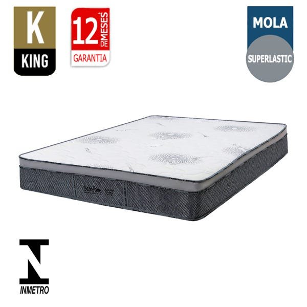 Colchão Super King Comfort Prime  Sensitive Molas Superlastic - 193x203x27 - - Cinza - 2