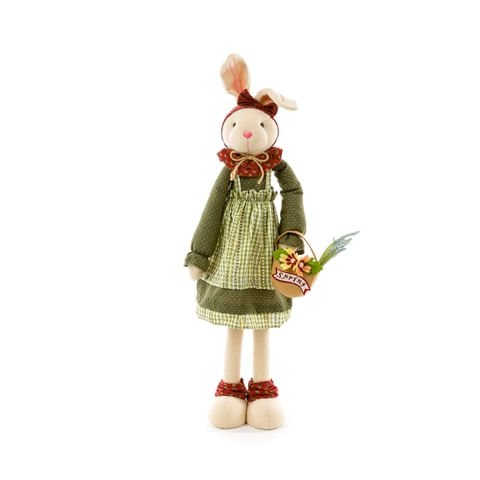 Coelha de Pelúcia Vestido Verde e Marsala com 58cm | Decoração de Páscoa Formosinha