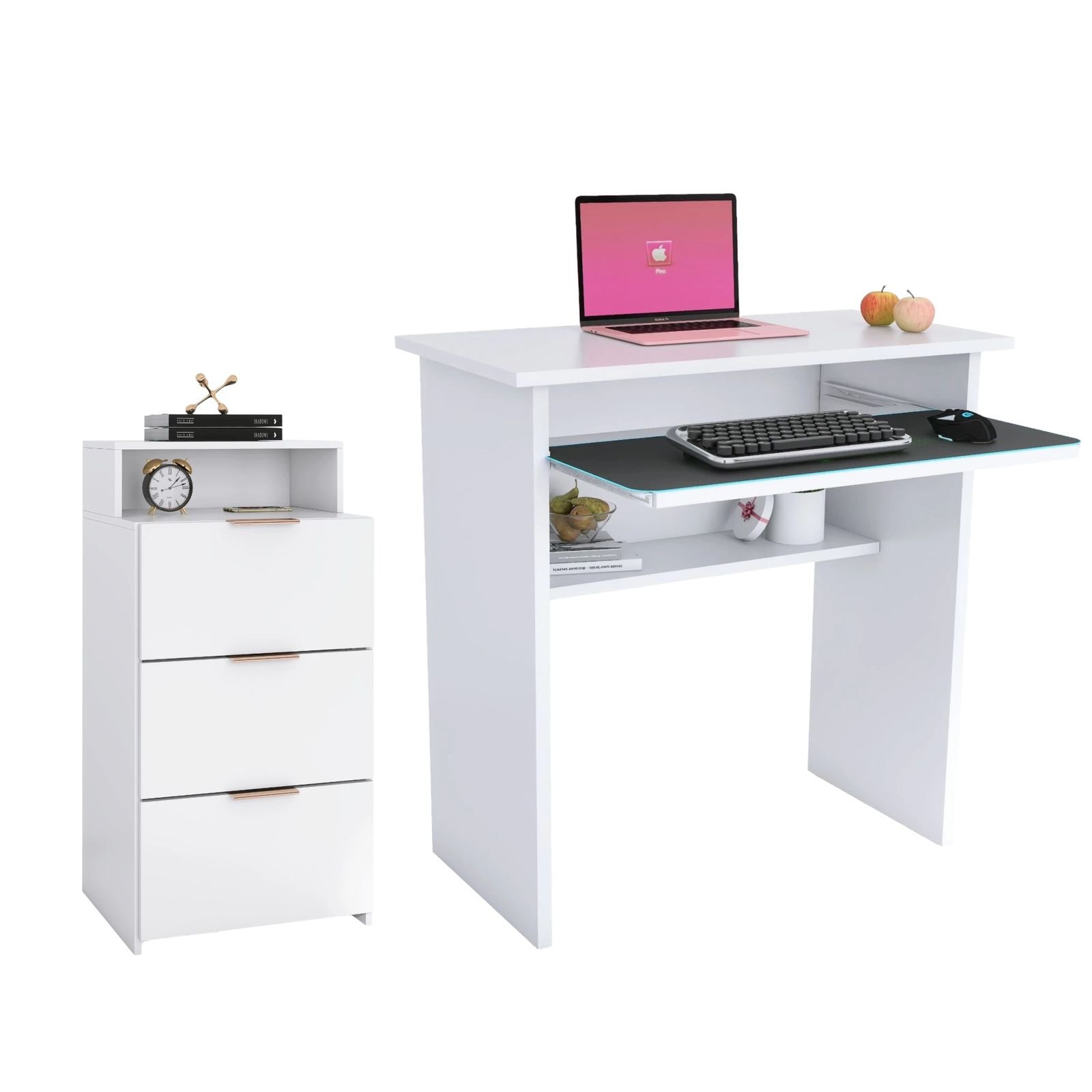 Conjunto Mesa Computador Multiuso + Gaveteiro Chão 3 Gavetas Organizador Multiuso - 3