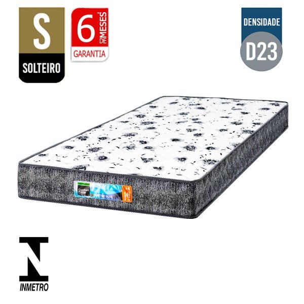 Colchão Solteiro Comfort Prime de Comfort Plus D23 - 78x188x14 - - Cinza - 2