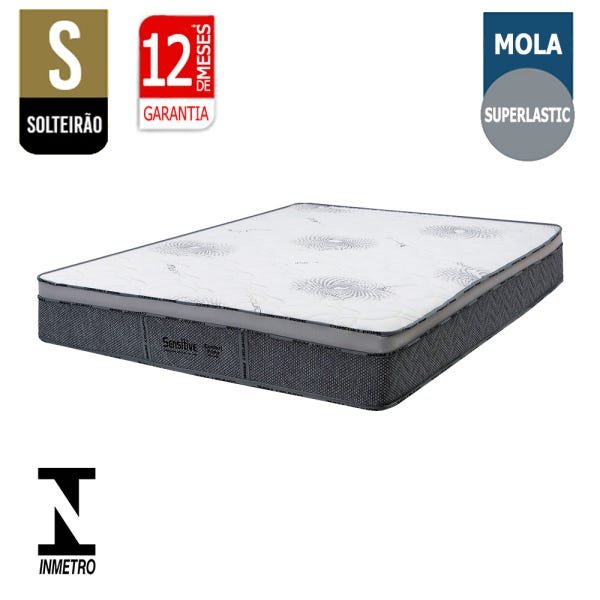 Colchão Viúva Comfort Prime de Sensitive Molas Superlastic - 128x188x27 - - Cinza - 2