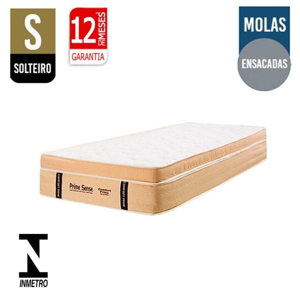 Colchão Solteirão Comfort Prime Solteiro King de Prime Sense Molas Ensacadas - 96x203x35 - - Creme - 2
