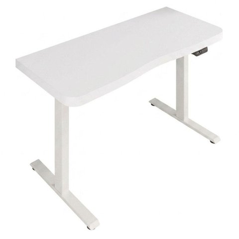 Mesa Escritorio Tampo Tamburato com Regulagem de Altura 135x65 cm Branco Artany