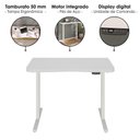 Ver imagem 4 de Mesa Escritorio Tampo Tamburato com Regulagem de Altura 135x65 cm Branco Artany