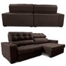 Sofá de Couro Legítimo Retrátil e Reclinável 2,55m Molas Ensacadas Cama Inbox Majesty Marrom - 7
